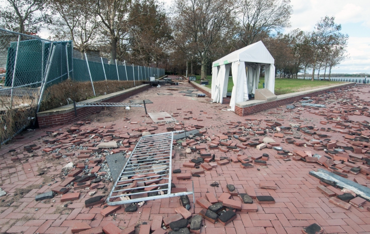 Many of the island's pavers need to be reinstalled or replaced. Many of the island's pavers need to be reinstalled or replaced.